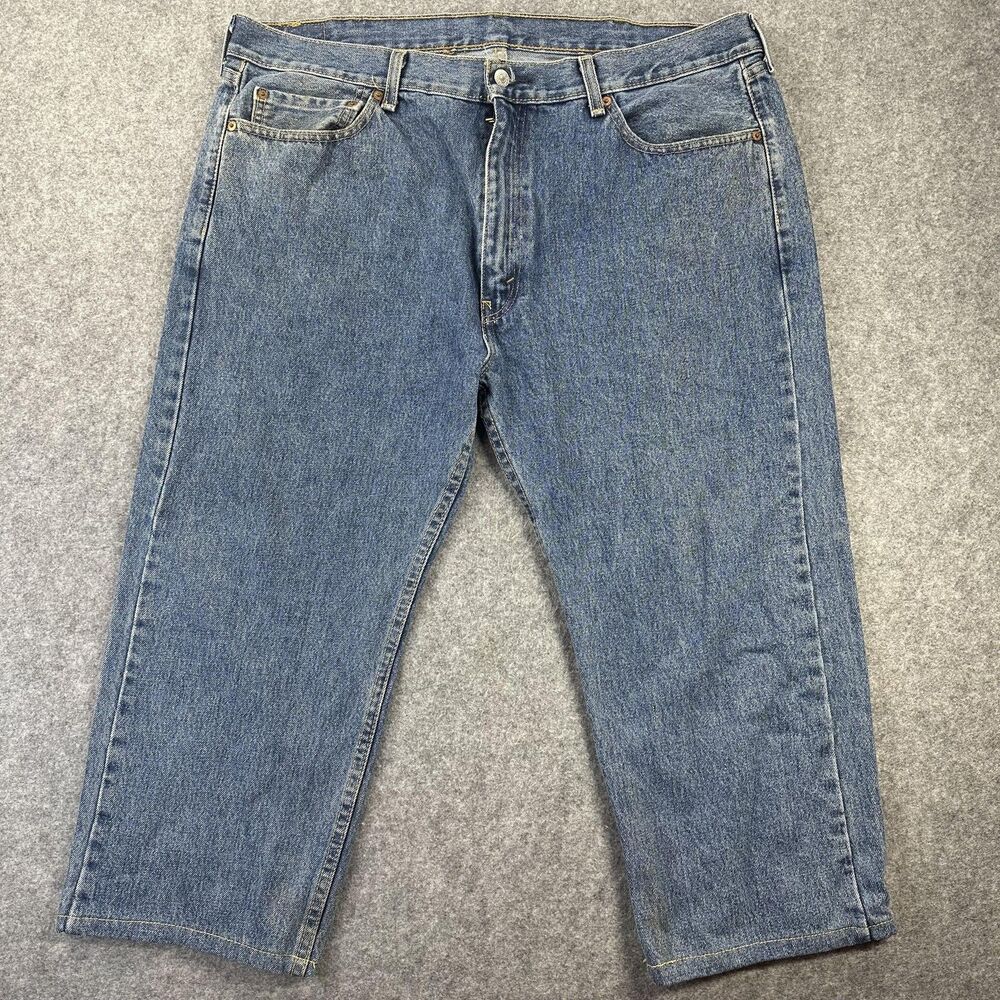 Levis 505 Jeans Mens 40x22 Blue Medium Wash Denim Straight Leg Zip Fly Classic